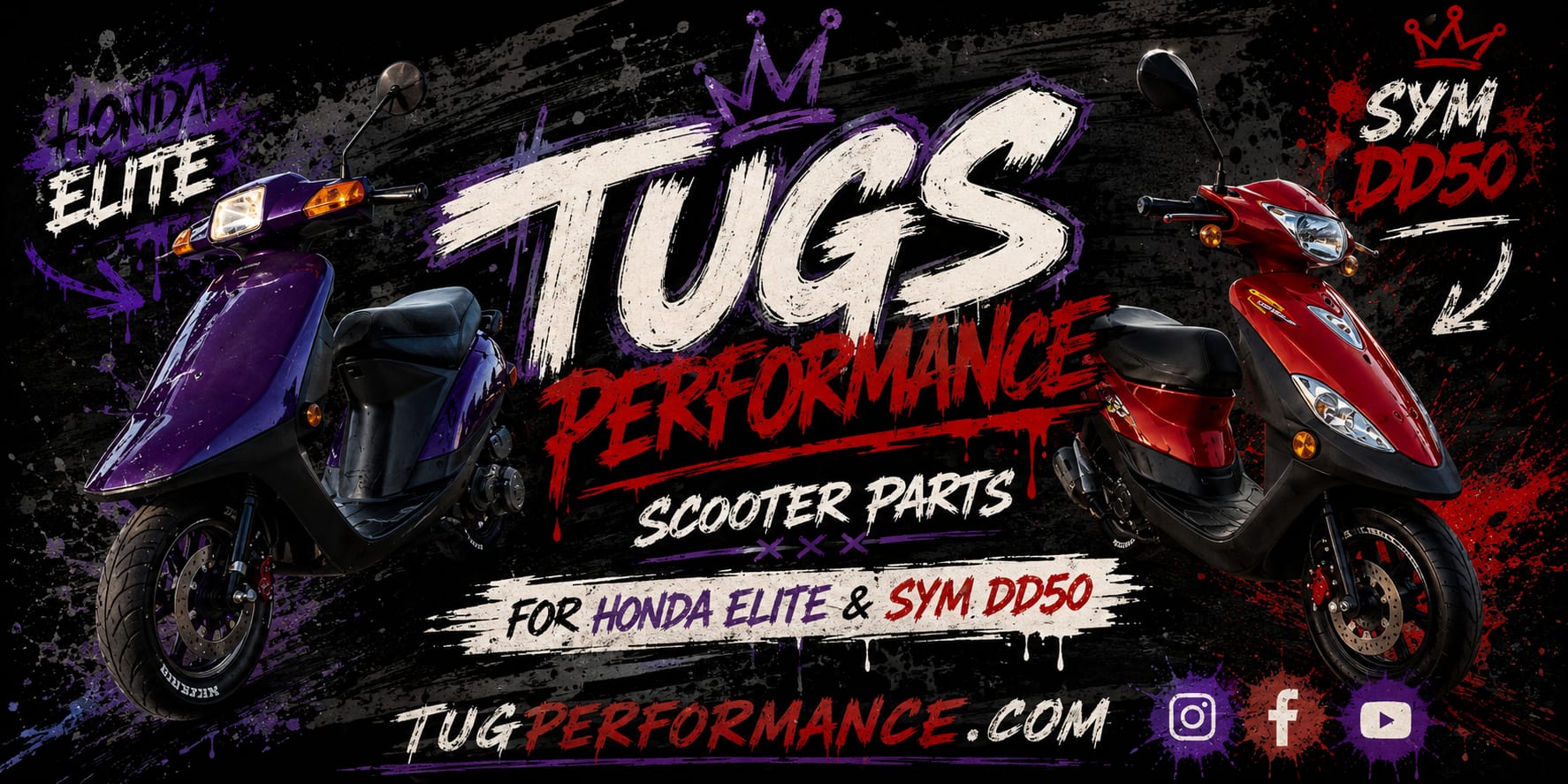 Tug's Performance — scooter parts for Honda Elite and SYM DD50.